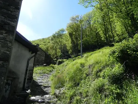 Una mulattiera che sale tra i prati
