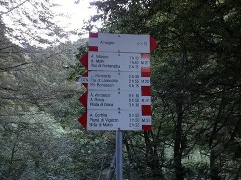 I cartelli alla partenza di Arvogno