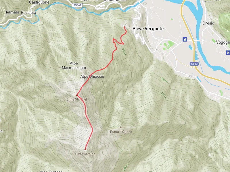 mappa pizzo camino